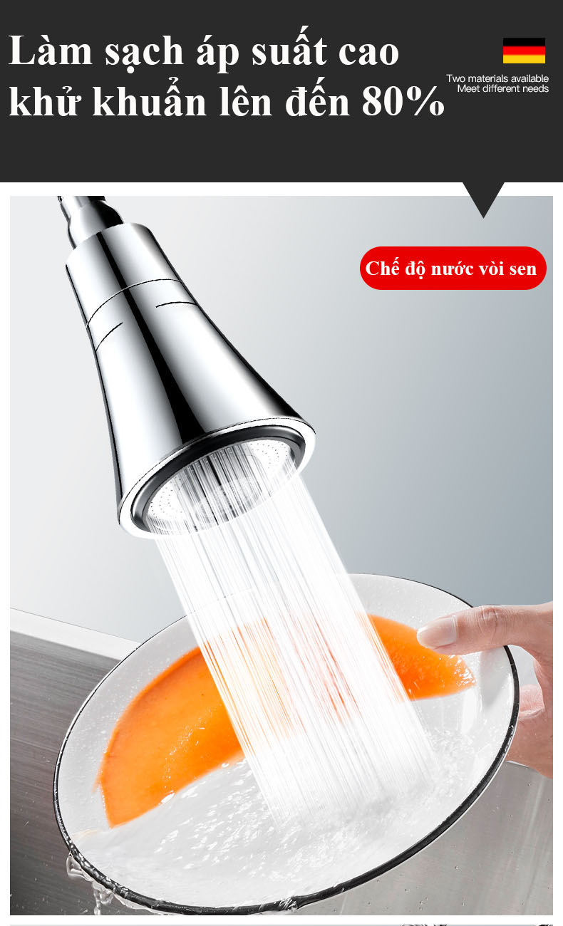 Vòi rửa chén nóng lạnh Schmidt mạ crom lò xo bẻ được mọi vị trí , Vòi rửa bát Inox 304 chất lượng cao – Hàng chính hãng