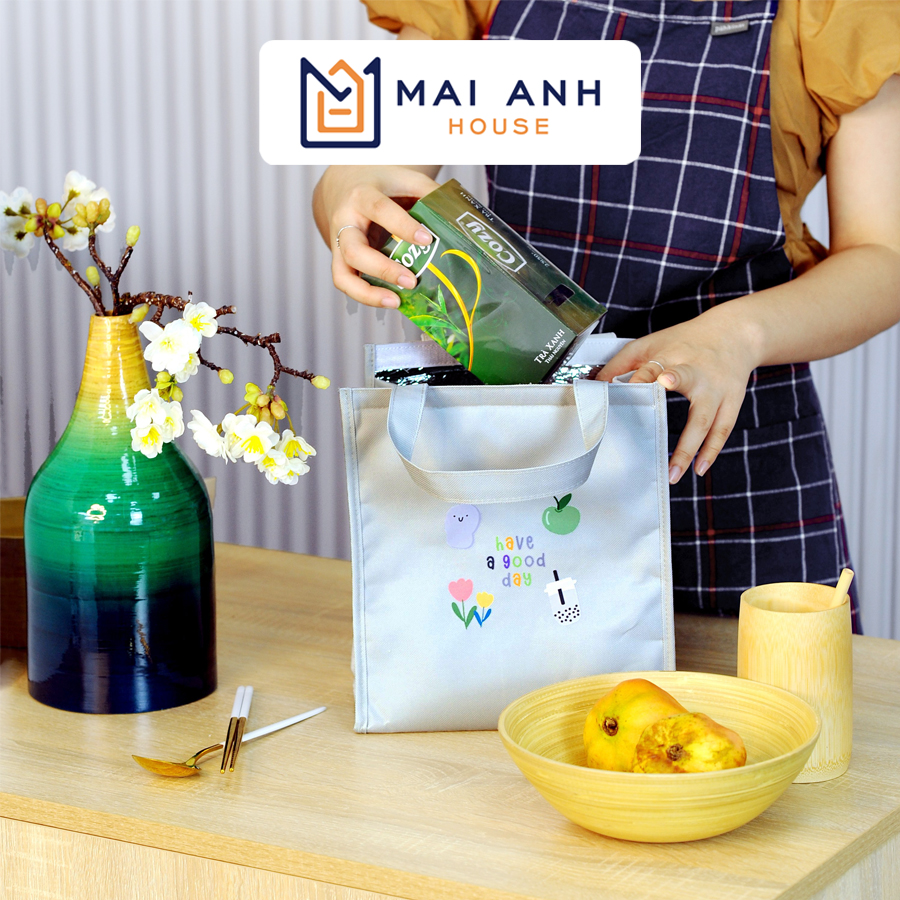 Túi giữ nhiệt đựng hộp cơm đồ ăn, túi đựng cơm văn phòng có khóa kéo, 3 lớp giữ nhiệt kiểu xuất Nhật, dày dặn, nhiều kích cỡ Mai Anh House