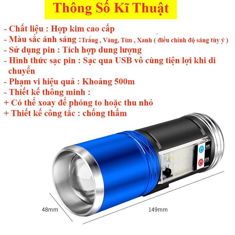 Đèn Pin Soi Phao Câu Cá 4 Màu Đa Chức Năng Tiện Dụng Đèn Pin Siêu Sáng Cao Cấp DCC8