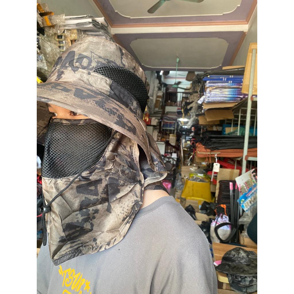 Mũ câu cá - Mũ chống nắng vành rộng - Nón đi nắng - Mũ chống nắng đi câu kèm khăn che gáy vải gió có thể tháo rời