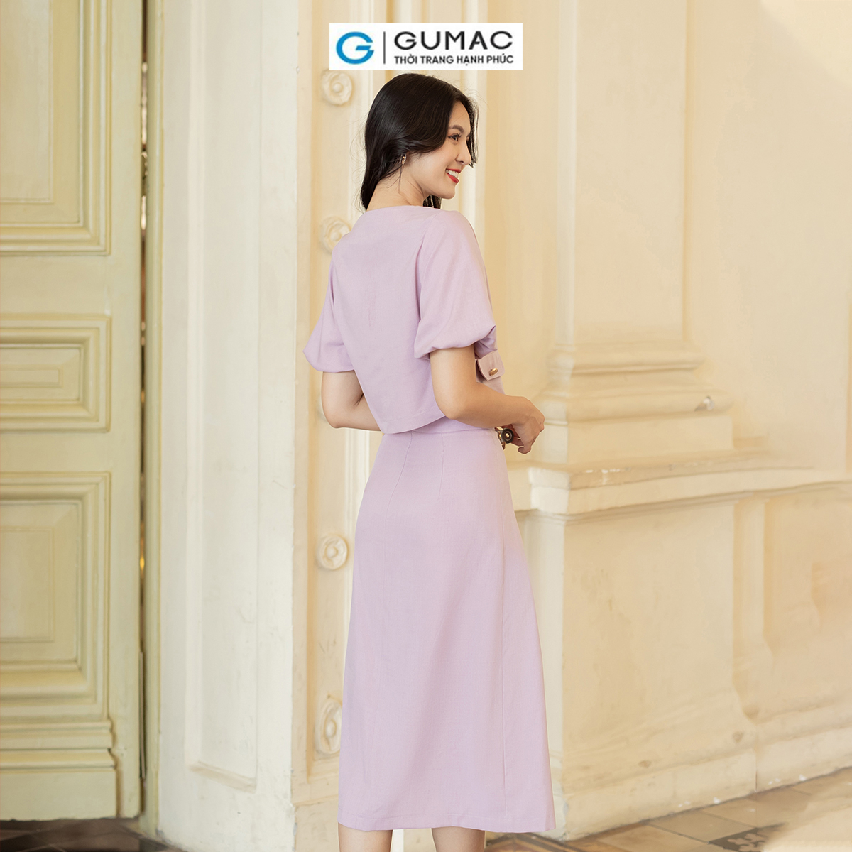 Set lẻ Áo ngắn tay bí thời trang GUMAC AD07011 - Chân váy A xếp ly thời trang GUMAC VD07012