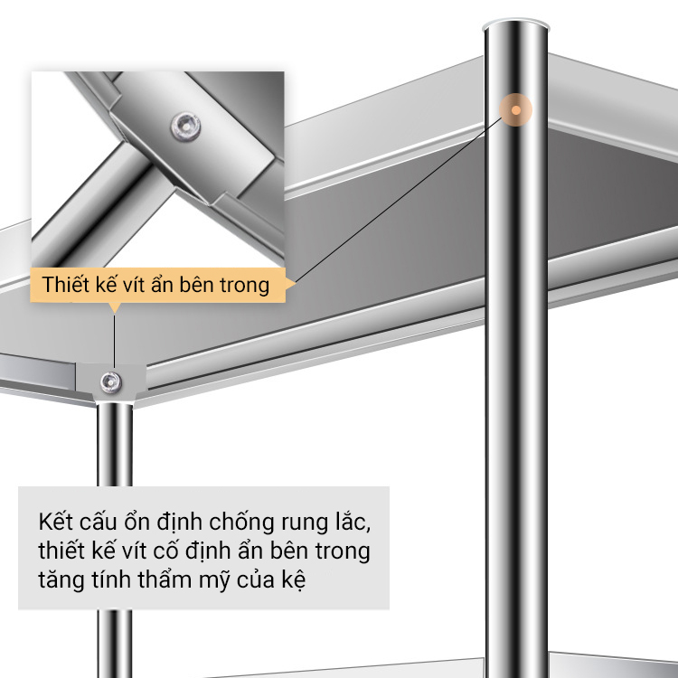 Kệ Đa Năng Để Lò Vi Sóng INOX Trắng Cao Cấp Chống Han Gỉ Kệ Để Đồ Nặng Siêu Gọn Cho Nhà Bếp VANDO