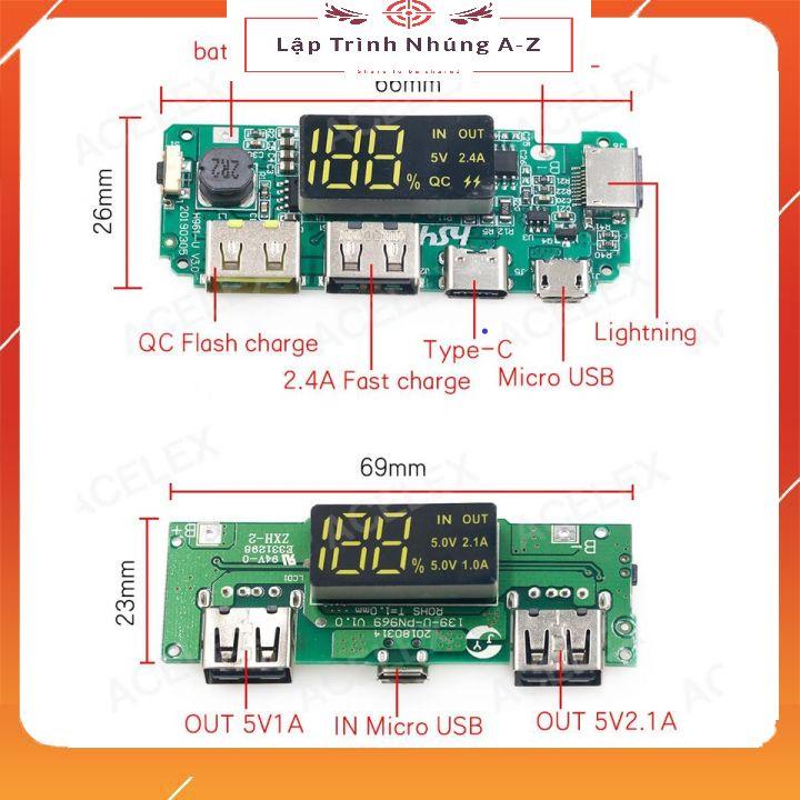 [Lập Trình Nhúng A-Z][G12] Module Sạc Dự Phòng Lithium 18650 5V2.4A 2A 1A Hai Cổng USB Chuyên Dụng