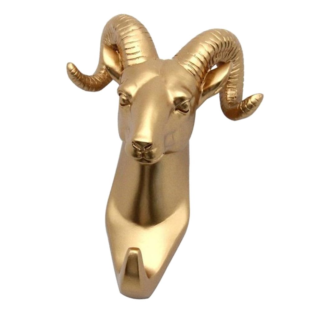 4x Animal Head Wall Hook Wall Mounted Keys Hat Hanger Rack Art Gold Color