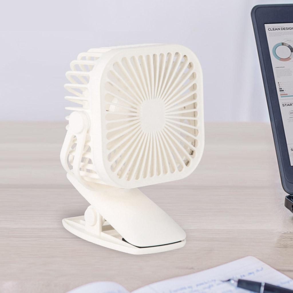 USB Mini Fan Rechargeable Clip Desktop Speed 600mAh Battery