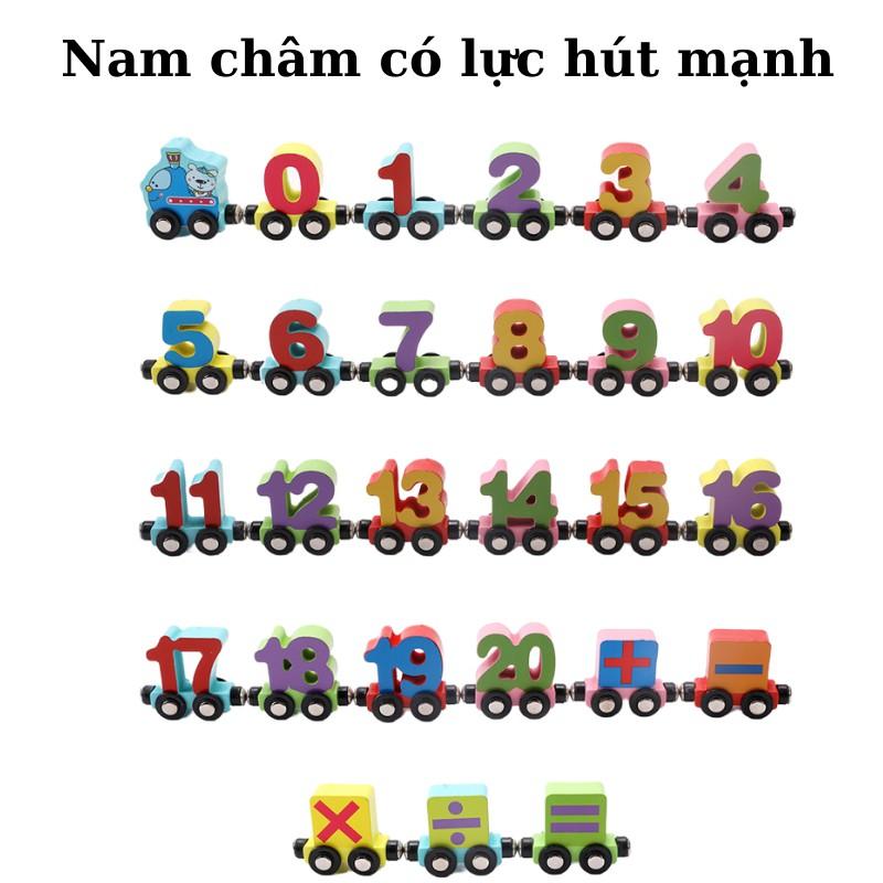 Đồ chơi giáo dục sớm cho bé đoàn tàu nam châm chở số bằng gỗ