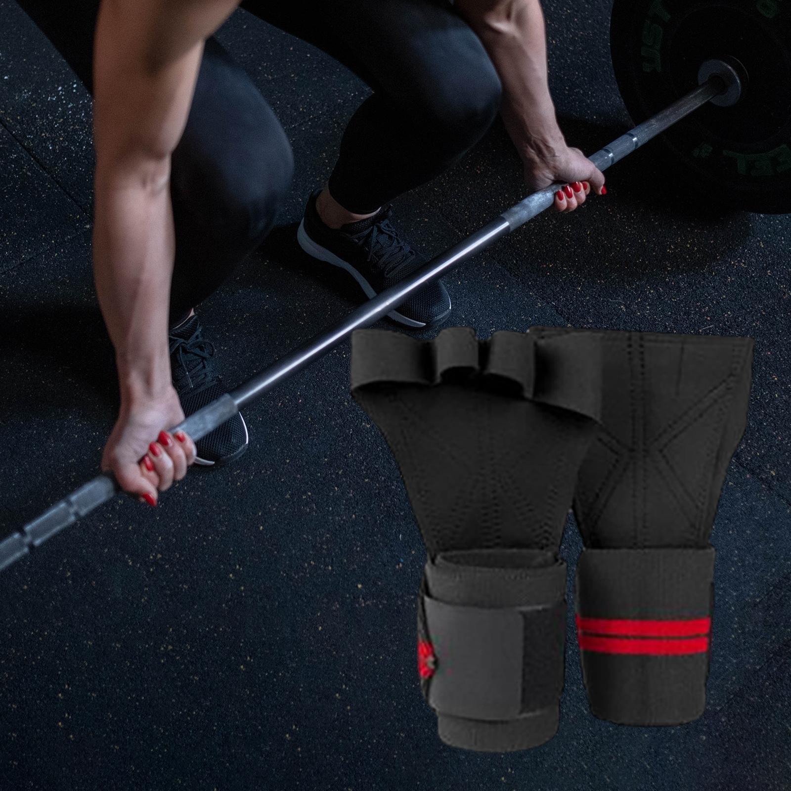 Weight Lifting Hand Grips Workout Pads with with Adjustable Wrist Support Wraps for Power Lifting Pull Up Fitness Gym