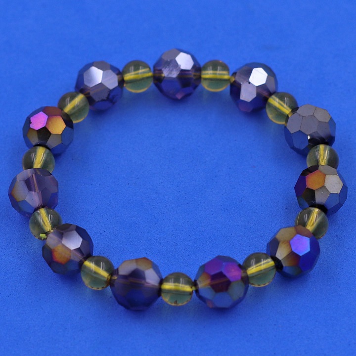 Vòng tay pha lê xanh đen cắt giác 10 ly pha lê vàng CTFLXEGFLV10