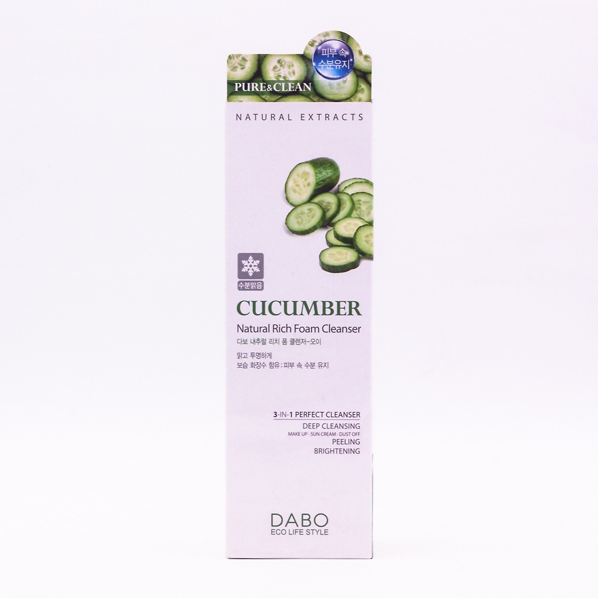 Sữa rửa mặt 3 in 1 cao cấp tinh chất dưa leo Dabo Cucumber Natural Rich Foam Cleanser (180ml) – [ Tặng bút bi mực nước ]