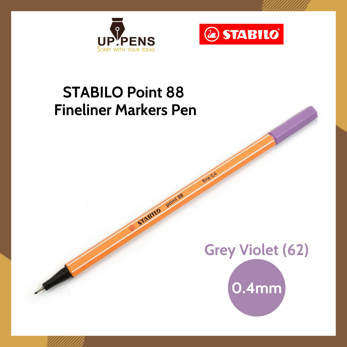 Bút kim màu Stabilo Point 88 Fineliner Makers Pen - 0.4mm - Màu tím khói natural (Gray Violet - 62)