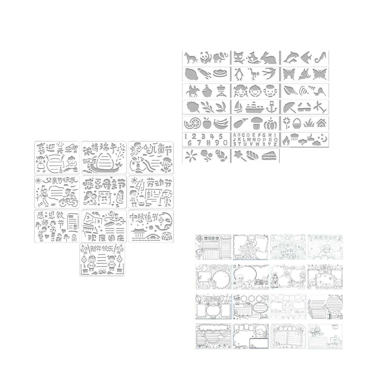 46 Pieces Painting Template Drawing Template for Fabric Furniture DIY Crafts