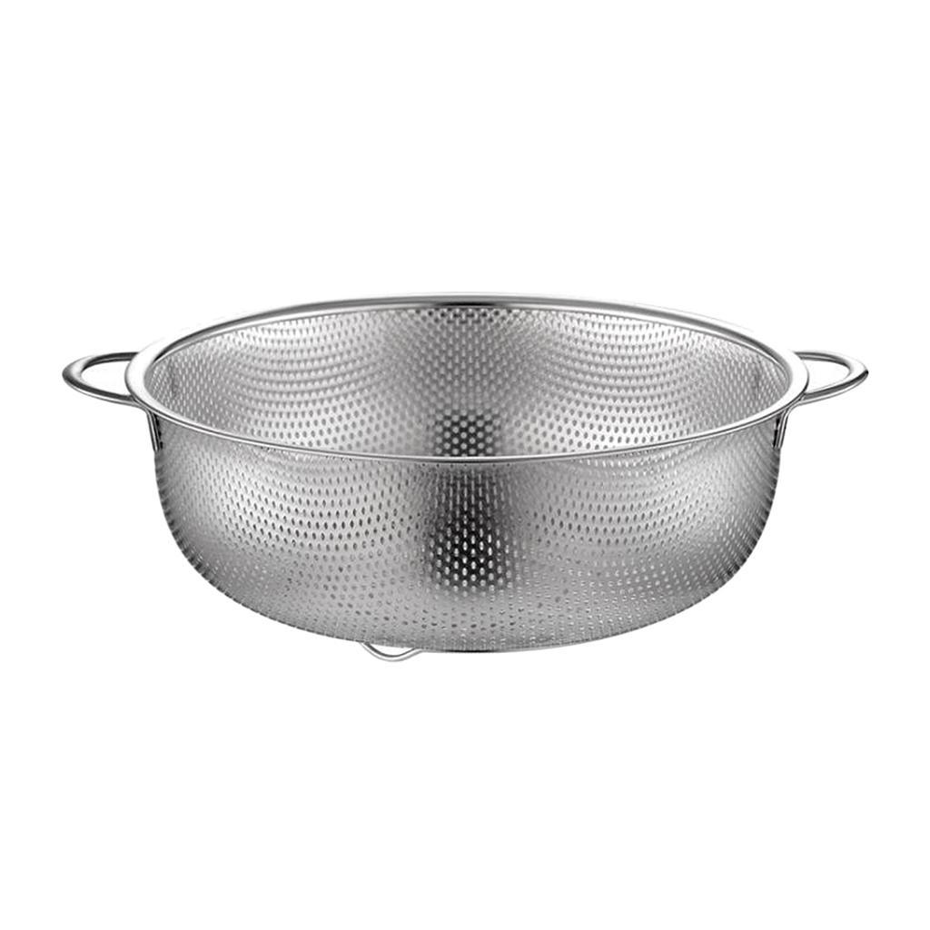 3x Stainless Steel Colander Noodles Draining Basket w/ Handles Storage