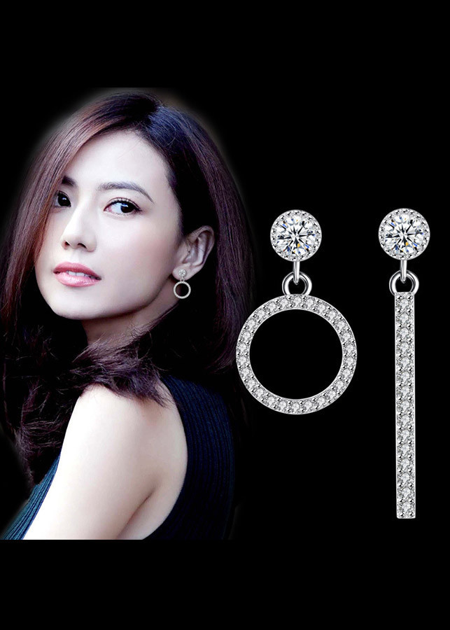 Bông tai nạm đá zircon bất đối xứng BHBT251
