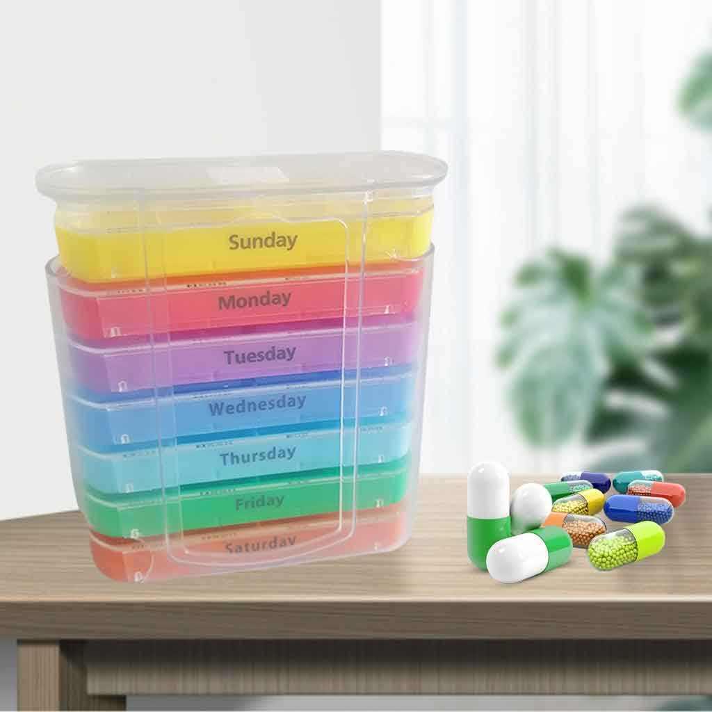 Weekly Pill Organizer Colorful Organizer Case Daily to Hold Pills Vitamins