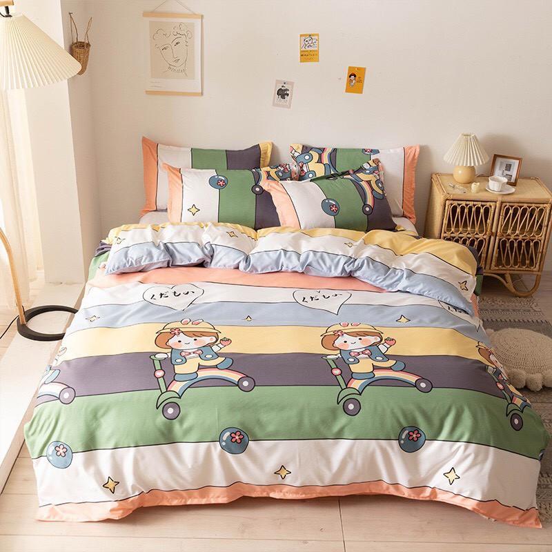 Bộ chăn ga Cotton Poly cô bé cầu vồng mẫu mới siêu xinh - Hàng nhập khẩu