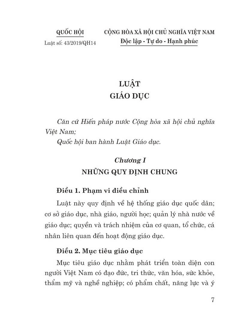 Luật giáo dục năm 2019 - bản in 2024