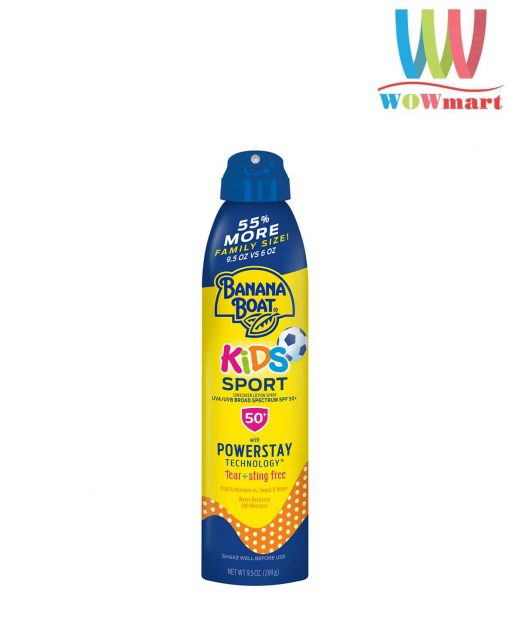 Xịt chống nắng  Banana Boat Kids Sport Sunscreen Spray SPF50 269g ( không xuất hóa đơn đỏ-không có tem phụ)