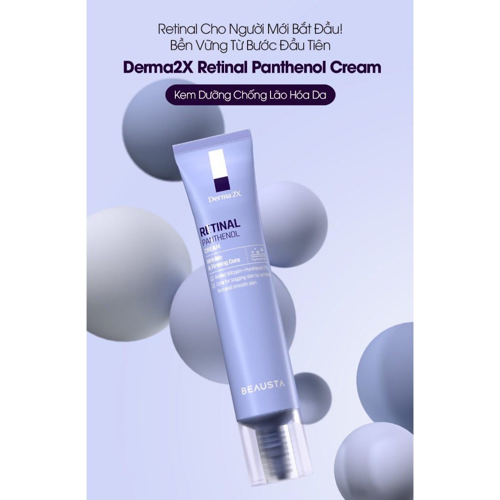 Kem Dưỡng Beausta Derma2X Retinal Panthenol Cream 40ml - Hỗ trợ chăm sóc da lão hóa