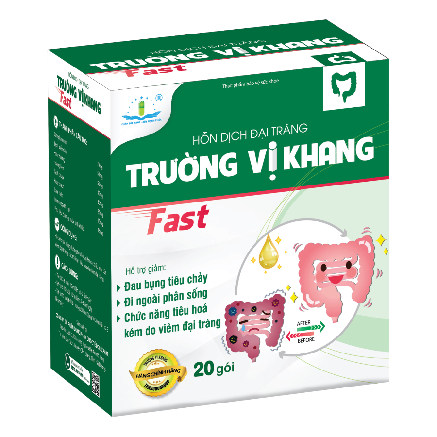 HỖN DỊCH ĐẠI TRÀNG TRƯỜNG VỊ KHANG FAST Hỗ Trợ Giảm Đau Bụng, Tiêu Chảy, Đi Ngoài Phân Sống, Viêm Đại Tràng Cấp & Mãn Tính