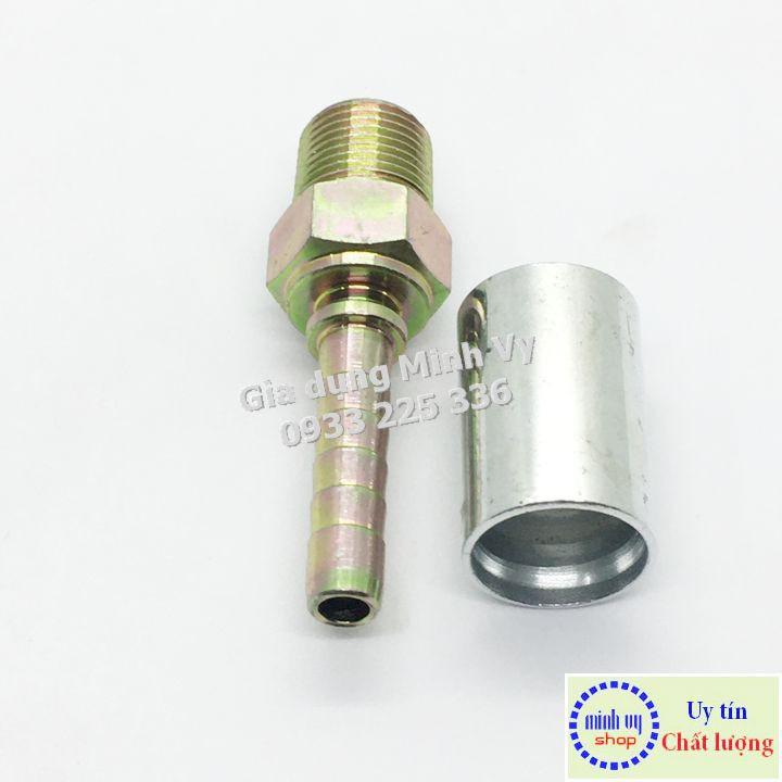 Đầu cos dây siêu cáp áp cho máy rửa xe công nghiệp ren ngoài 3/8&quot;