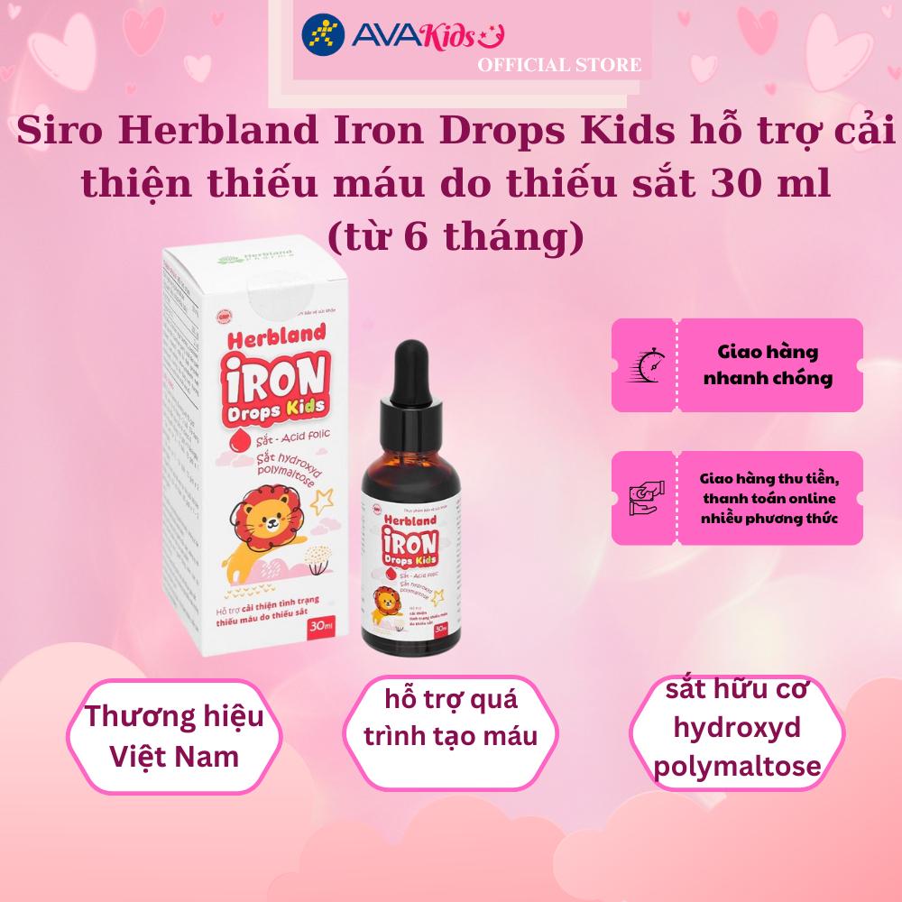 Siro Herbland Iron Drops Kids hỗ trợ cải thiện thiếu máu do thiếu sắt 30 ml (từ 6 tháng)