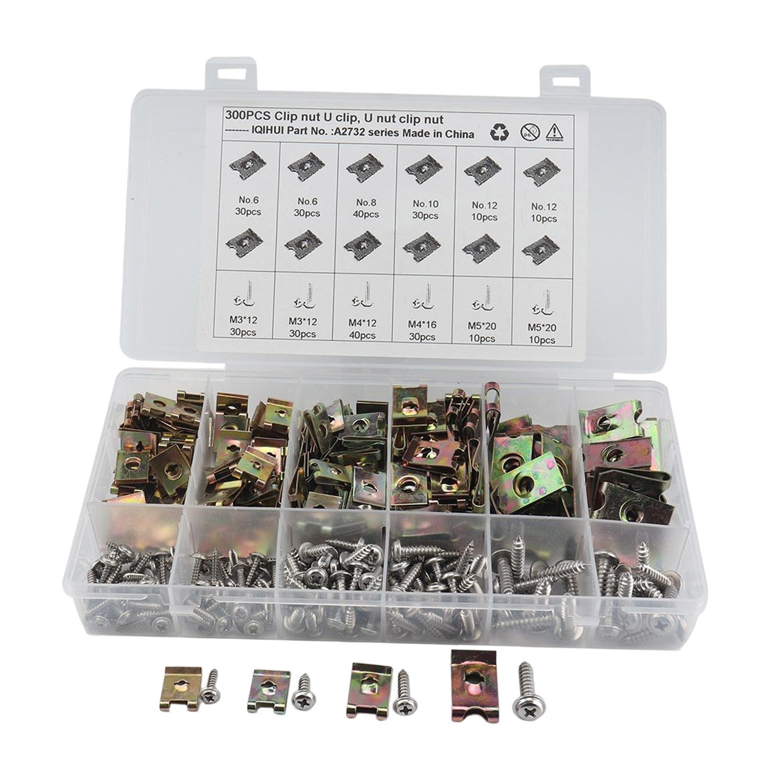 300 Pieces Clip Nut and Screw Set for Door Panel Interior Car