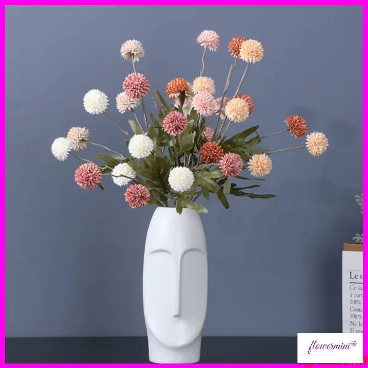 Hoa giả, cành hoa tiểu cúc vạn thọ 5 bông 65cm trang trí nhà cửa, quầy lễ tân, để bàn màu vintage Flowermini C-05