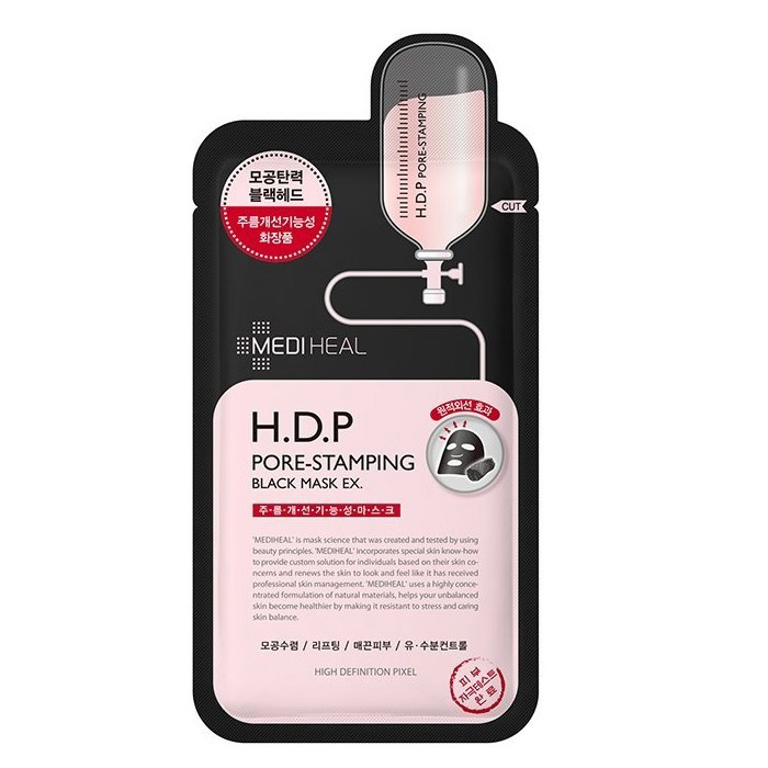 Combo 5 Mặt Nạ Than Hoạt Tính giúp loại bỏ Bã Nhờn Và Làm Mịn Da Mediheal H.D.P Pore-Stamping Charcoal-Mineral Mask Ex 25ml x5