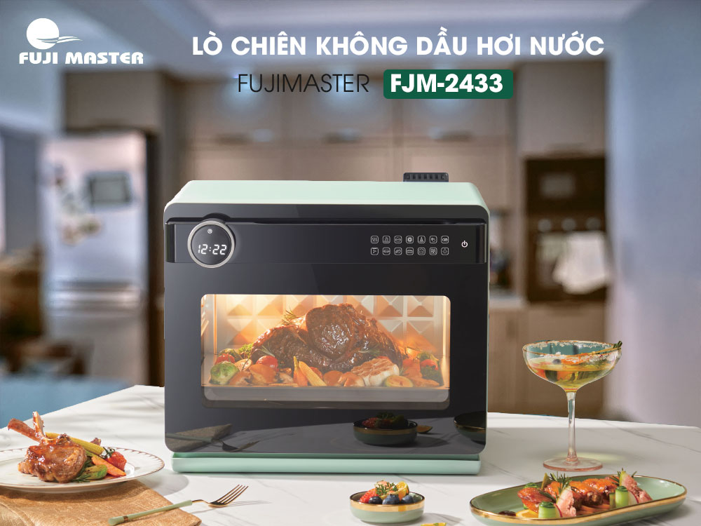 Nồi chiên không dầu hơi nước Fuji Master FJM-2433 dung tích 20L chiên hấp không dầu đa năng - Hàng chính hãng