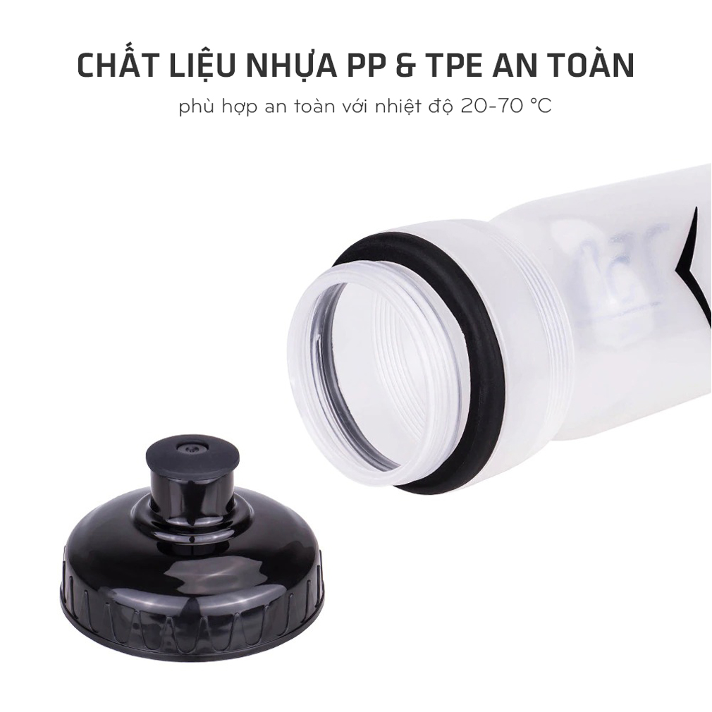 Bình Chai Nước Xe Đạp Lớn 750ml YQ750 Chất Liệu Nhựa PP An Toàn Dễ Dàng Vệ Sinh MaiLee