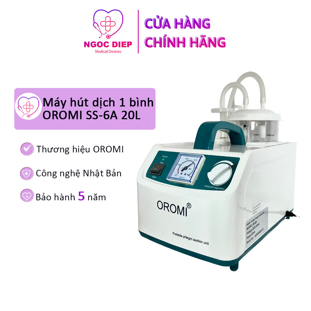 Máy hút dịch 1 bình tích hợp máy xông khí dung OROMI SS-6A - Bộ xông mũi họng 2 trong 1 - Hàng chính hãng