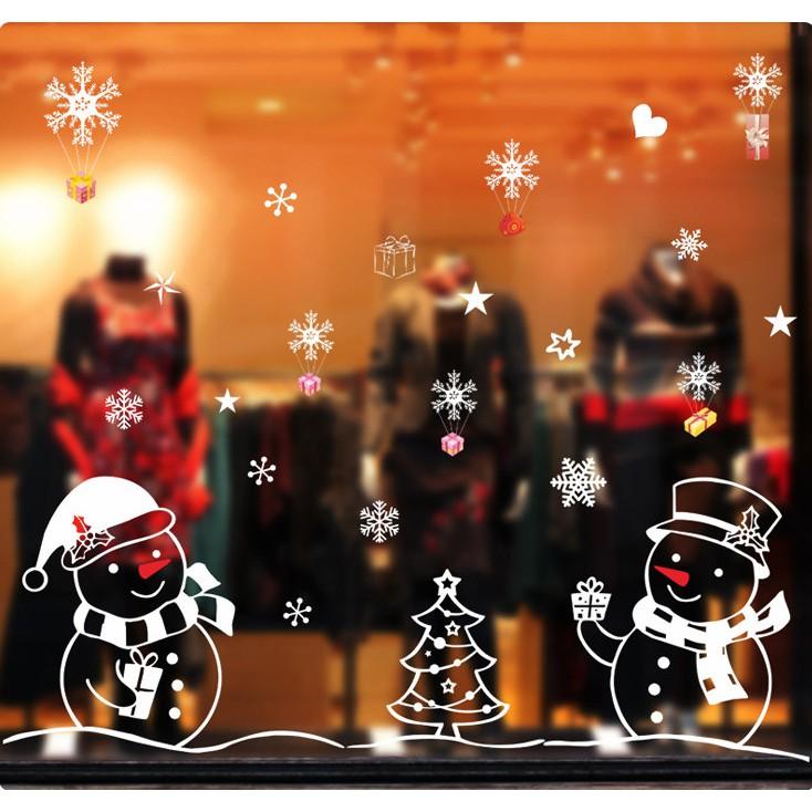 Decal trang trí noel hai chú người tuyết
