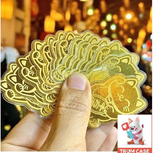 Mèo vàng thần tài Vàng 24k (999.9) trọng lượng 0,2gram dán vào ốp hoặc để ví đều được chất lương cao Sỉ tận gốc