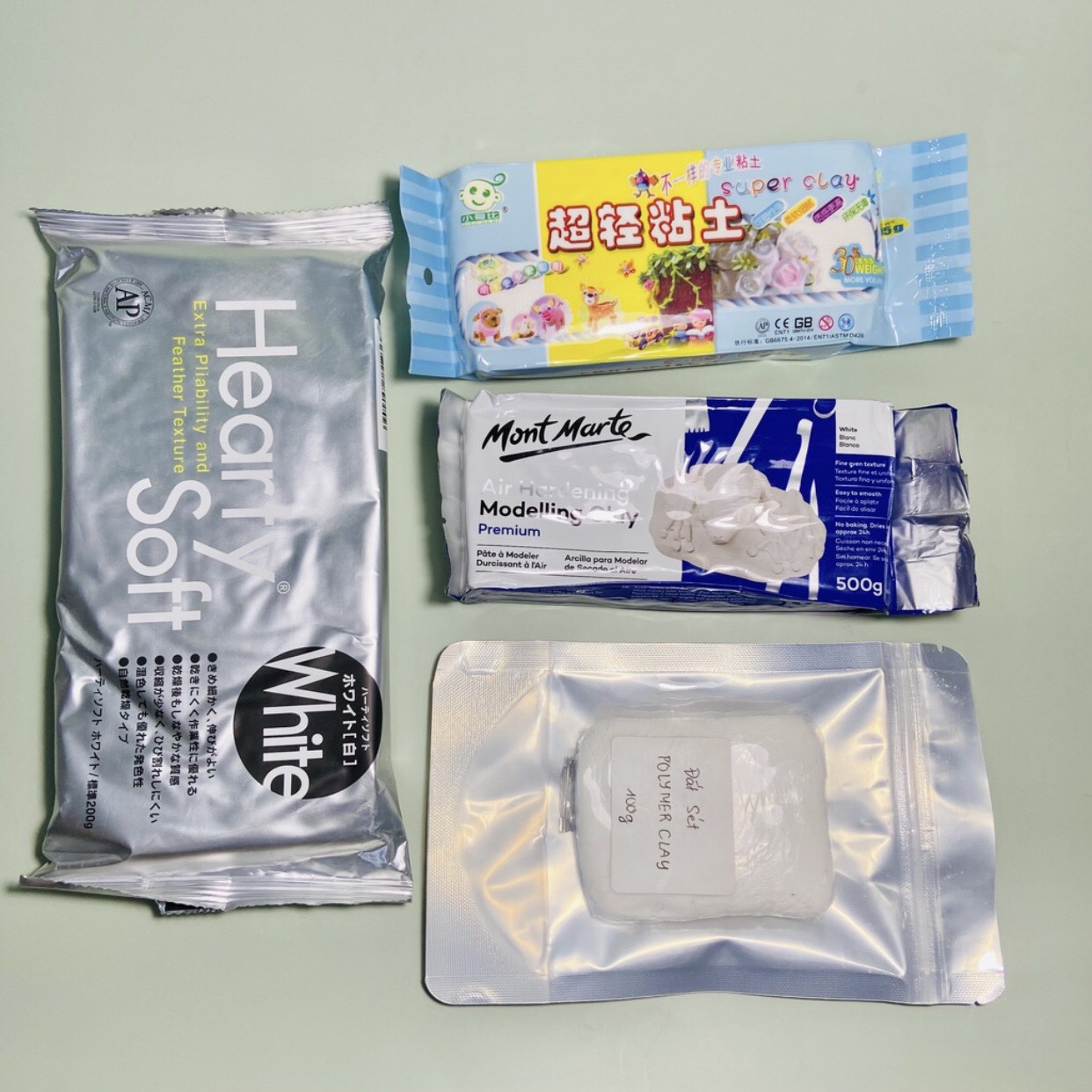 Đất sét tự khô - Đất tự khô Super Clay - Đất sét tự khô siêu nhẹ - Nguyên liệu nặn hoa, tượng chibi