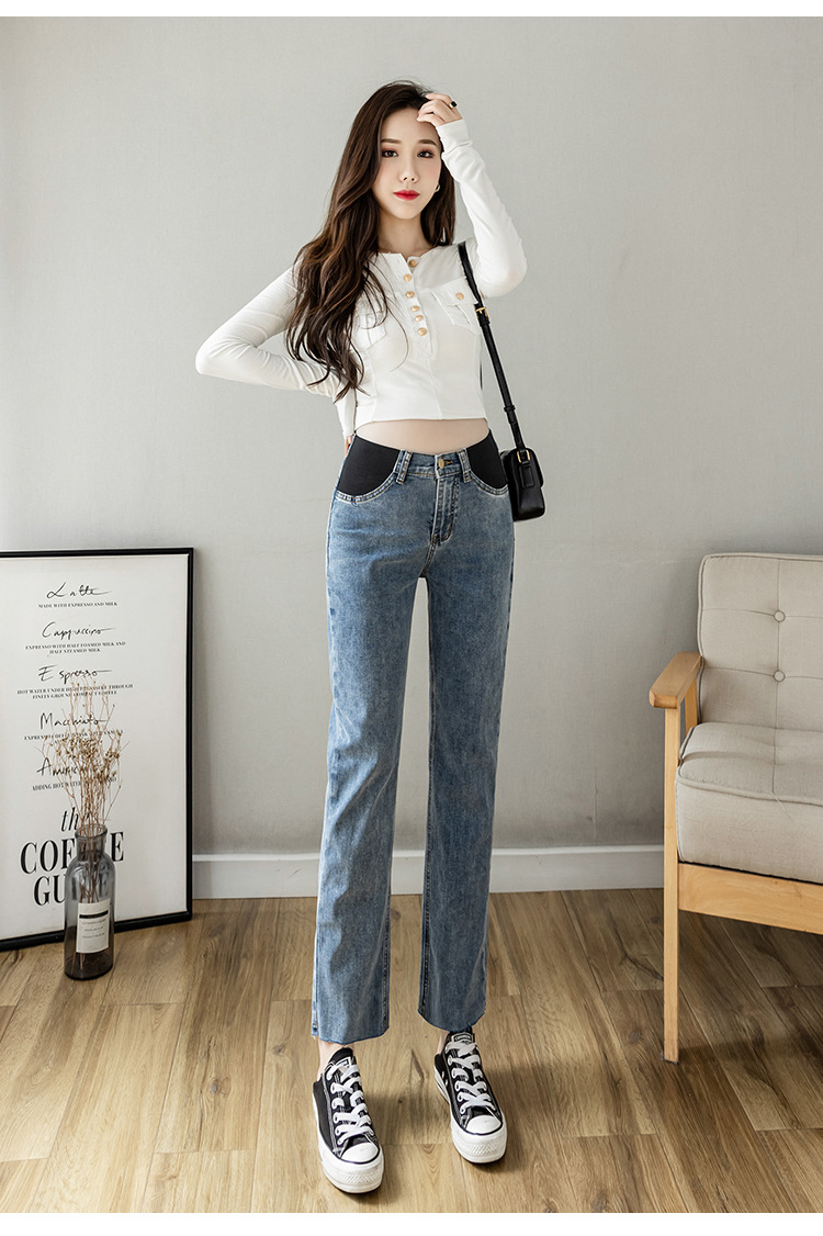 Quần bầu jean dáng ống đứng năng động QBN1350- Loại cạp ngang gọn gàng