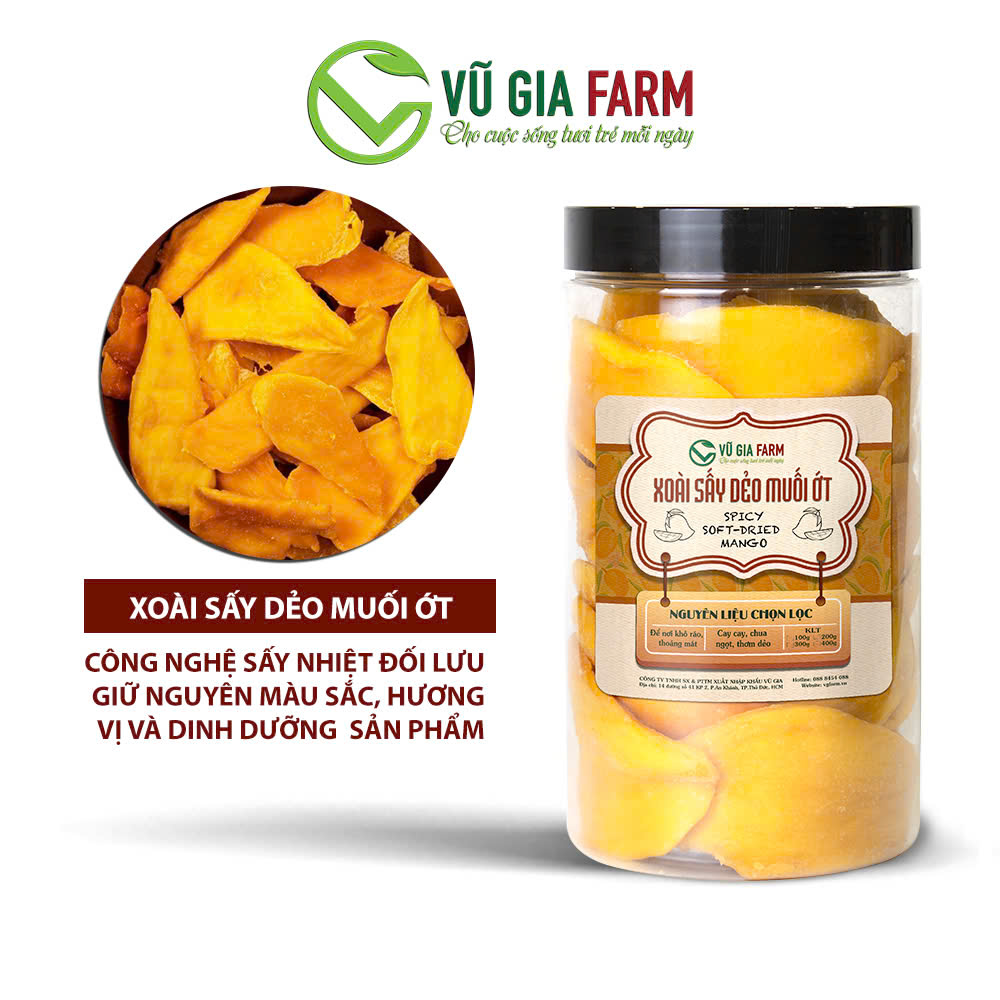 Xoài Sấy Dẻo Muối Ớt (200g/hũ) - chua ngọt thanh, cay mặn nhẹ, thơm đặc trưng