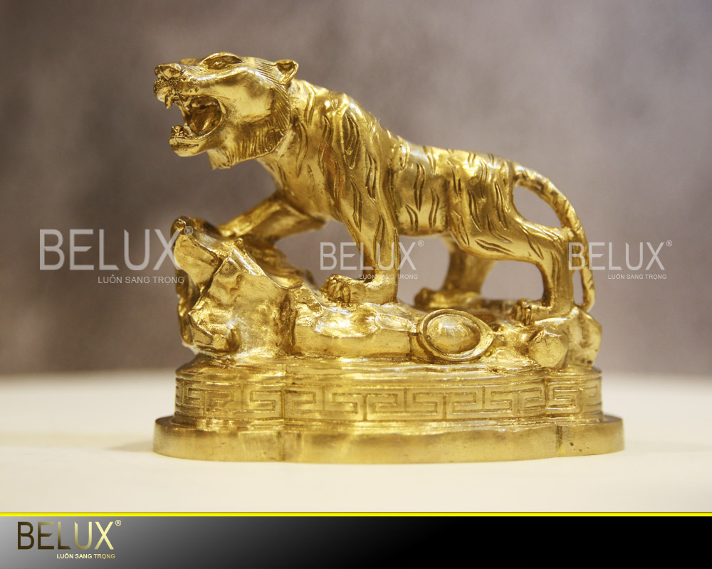 Tượng linh vật Hổ phong thủy mạ vàng 10cm