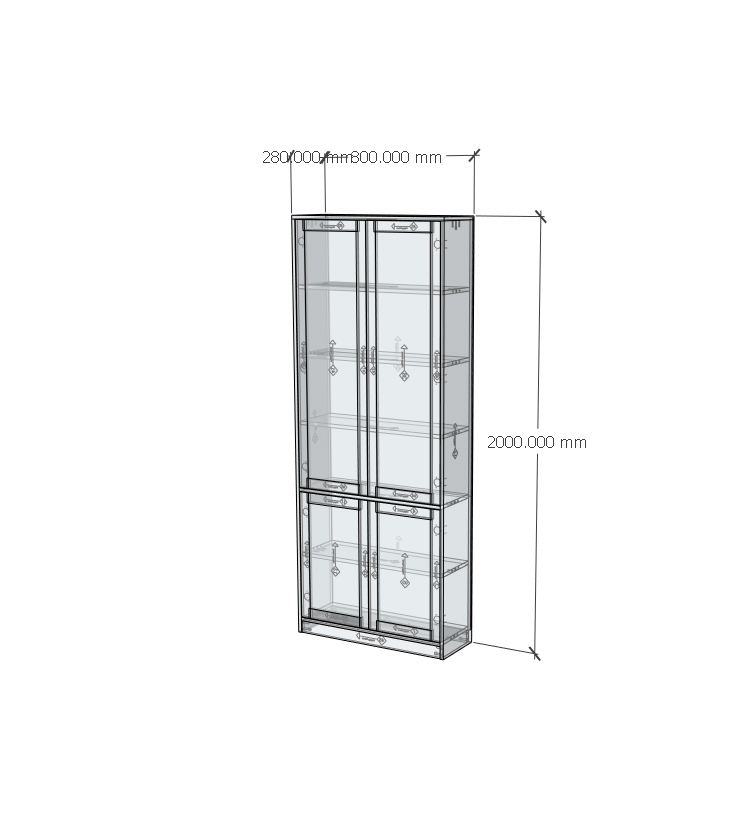 HAPPY FURNITURE , MATTA - Kệ sách 6 tầng 4 cửa mở , KSA_070 , 80cm x 28cm x 200cm DxRxC