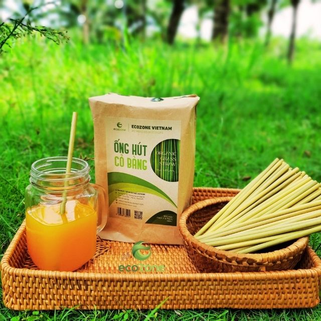 Túi 1000 ống hút cỏ bàng Ecozone size 20cm cao cấp tiết kiệm cho quán cafe- Grass Straws - Hàng xuất khẩu