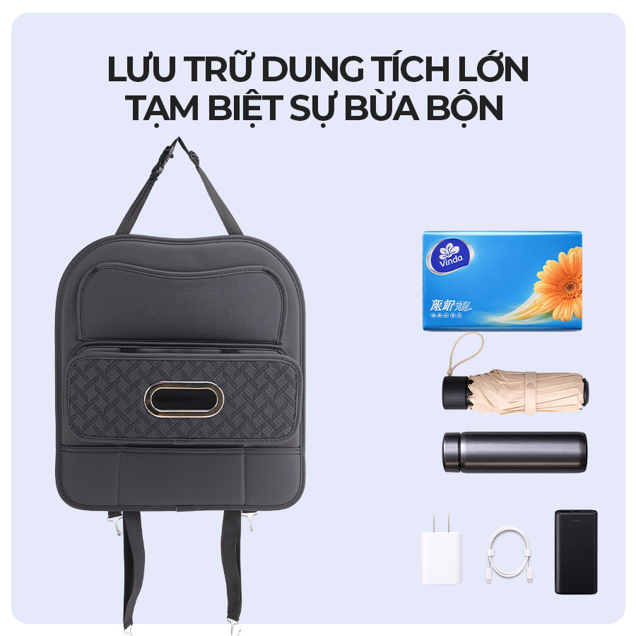 Túi Đựng Đồ Xe Hơi Đa Năng Sau Ghế Ô Tô CIND CD-T011 Da PU Màu Đen - Nhập Khẩu Chính Hãng