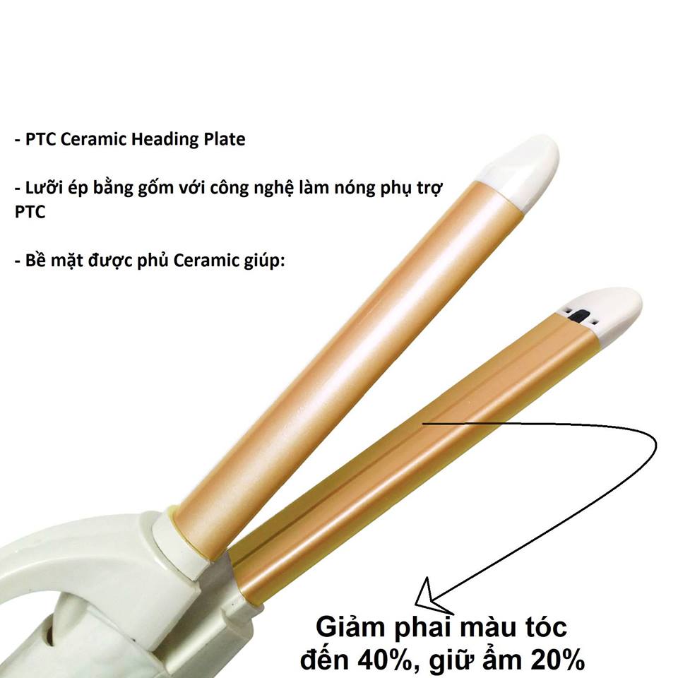 Máy uốn tóc mini 2 in 1 công nghệ làm nóng phụ trợ PTC phủ Ceramic chống khô tóc - EM160N