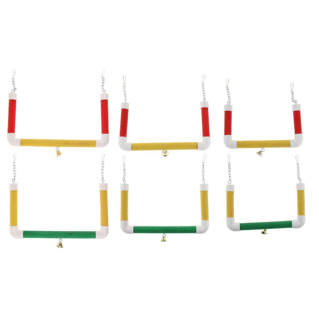 Pet Bird Parrot Cage Hanging Stand Wood Swing