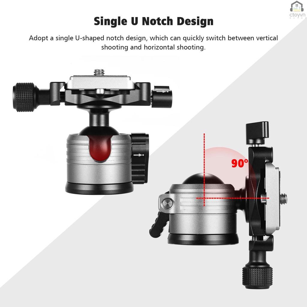 Đầu bi kép hợp kim nhôm CNC hình chữ U với ốc vít 1/4 inch cho máy ảnh DSLR ILDC tải trọng tối đa 10kg