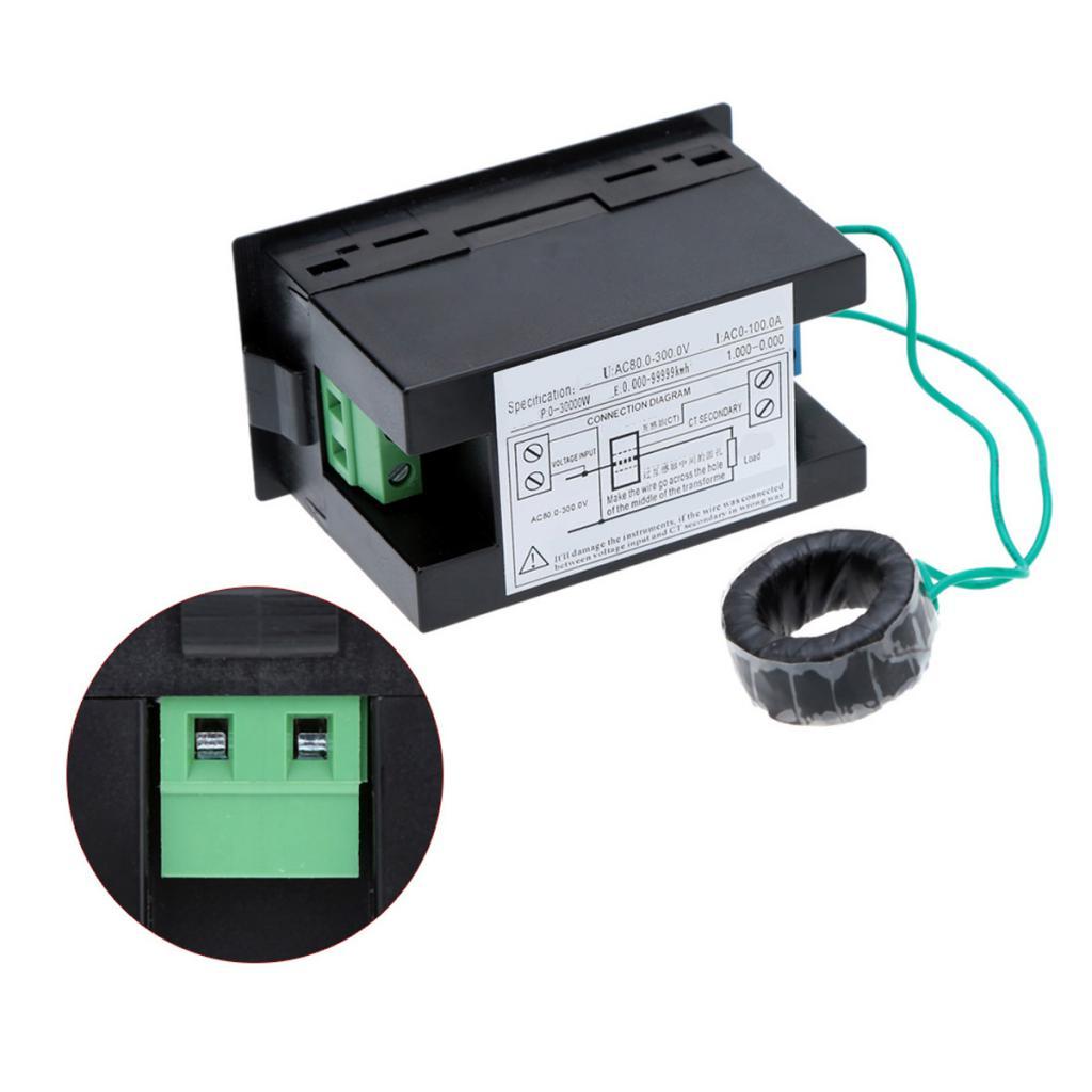 AC80-300V 100A Digital LED Amp Volt Meter Power Electric Energy Tester & CT