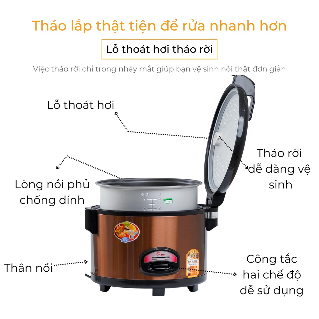 Nồi cơm điện HR-ERB56 (5.6L) -hàng chính hãng thương hiệu Hare - bảo hành 12 tháng