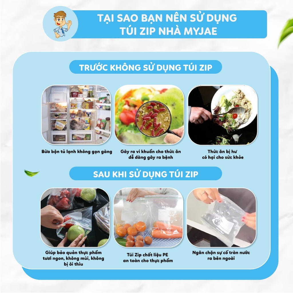 Combo 4 Túi Zip Đựng Thực Phẩm MyJae size S (20 cái)