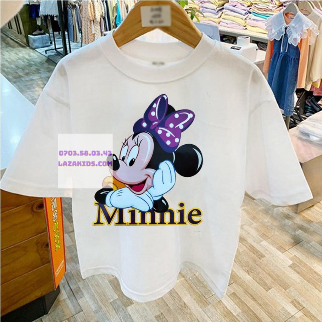 Áo thun cho bé gái form rộng dễ thương 20kg-45kg mặc dễ thương in hình MICKEY nơ hoạt hình KIDS GENZ unisex