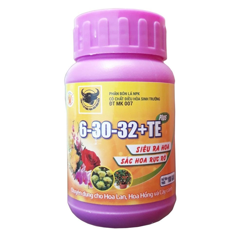Phân Bón Lá Đầu Trâu NPK 6-30-32+TE Siêu Ra Hoa, Sắc Hoa Rực Rỡ hủ 100gram - KNS3760