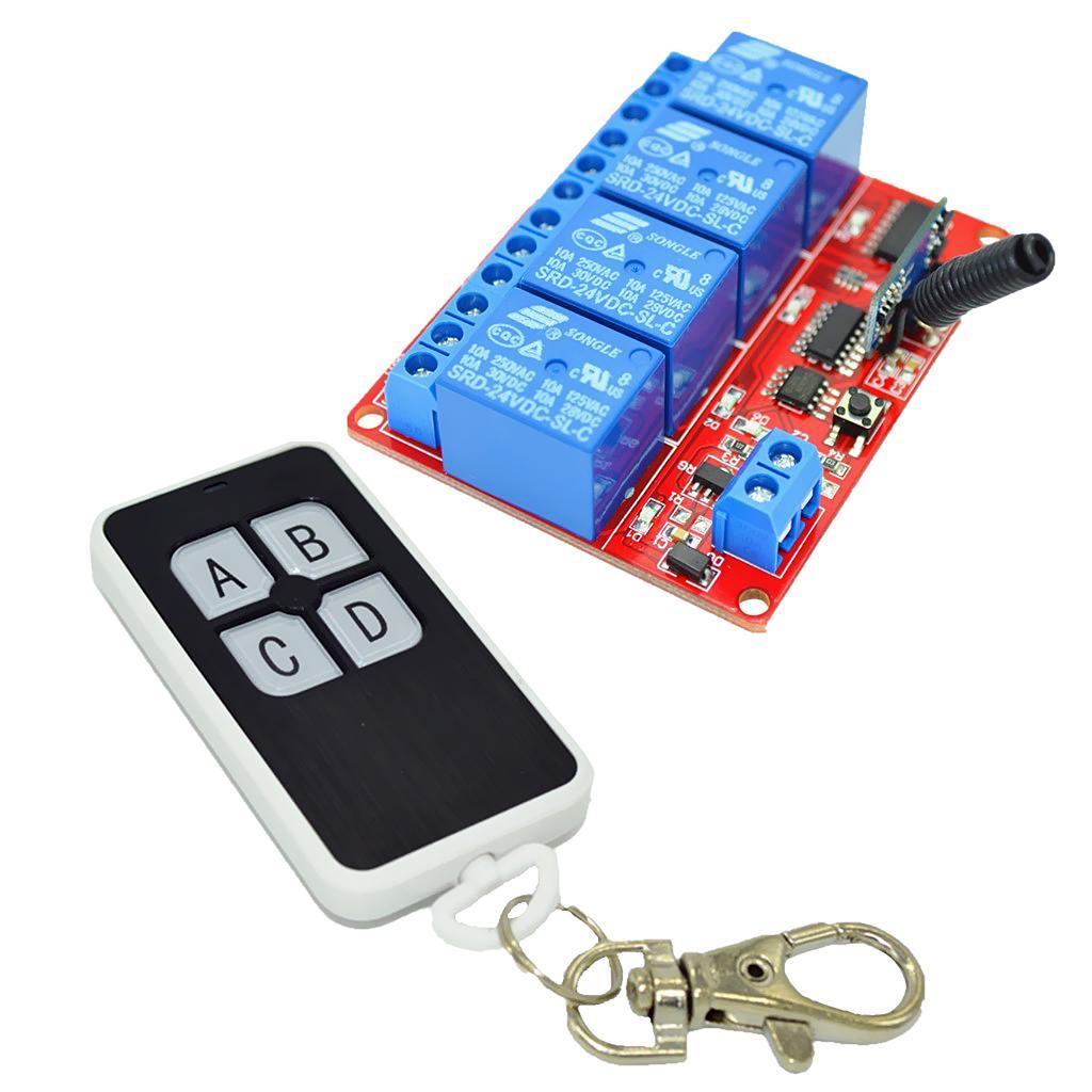 22.5V-24V Wireless RF Remote Control Relay Switch Receiver 4-Channel 10-30m