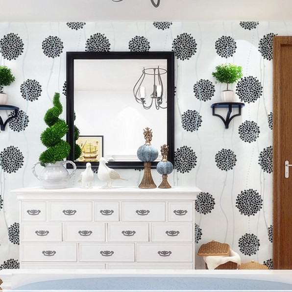 GIẤY DÁN TƯỜNG KHỔ 45CM X10M HOA CÚC ĐEN